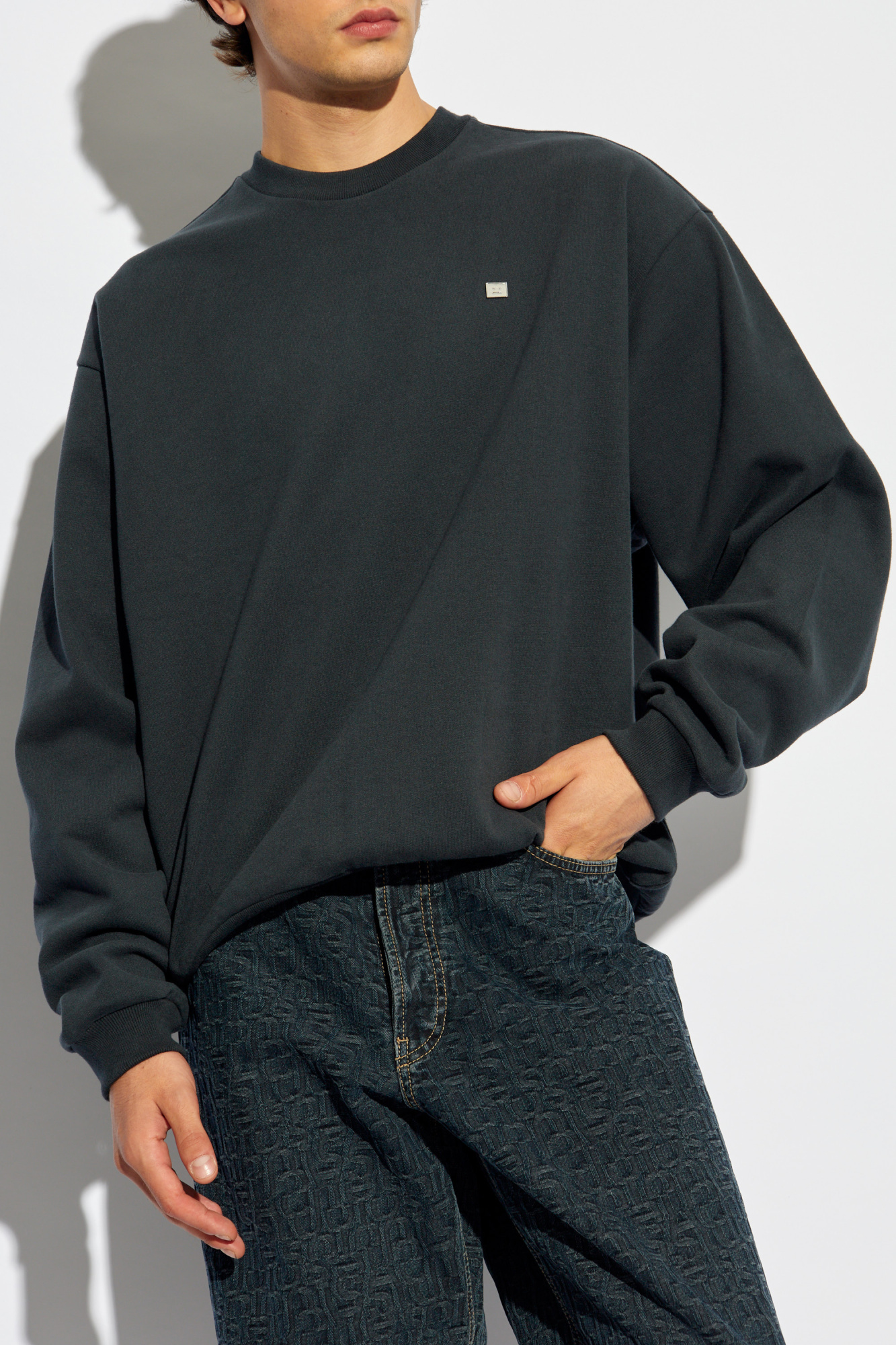 Acne studios neck logo sweatshirt best sale